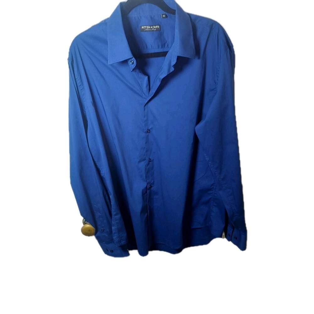 Bottega del Sarto Blue Long Sleeve Button-Up Shirt Cotton Men's Size 45